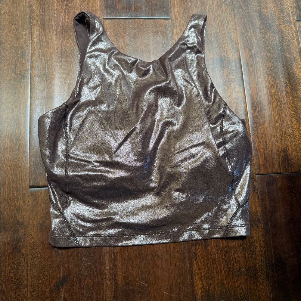 Lululemon Athletica Silver Fitted Crop Tank Top